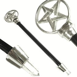 Pentacle Wand with Quartz Crystal